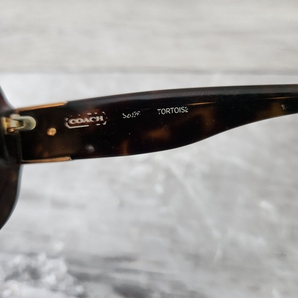 Coach S2026 Woman Sunglasses Tortoise Brown Round Wrap Frame Signature Gold C - Picture 4 of 14